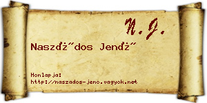 Naszádos Jenő névjegykártya